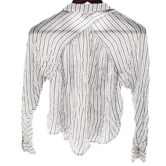 Silence + Noise Sm Charlie Striped Button-Down Shirt Lightweight Oversized Sheer - Picture 10 of 15
